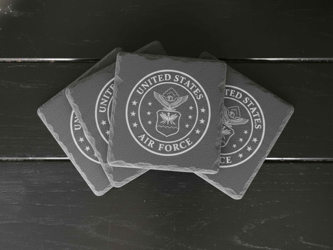 U.S. Air Force Engraved Slate Coasters, Set of 4 – Custom Military Gift ...