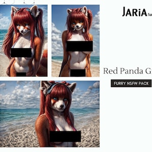 30 NSFW Cute Red Panda Girl | Furry Anthro | Mature Content | Instant Download HD Images | Beach Scenery Sea Hot Sunny Summer Bikini