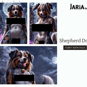 35 NSFW Sexy Girl Shepherd Dog | Furry Anthro | Mature Content | Instant Download HD Images | Fluffy Ears Tails Colorful Body Cute Pretty