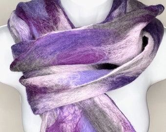 Handmade and Dyed Felted Merino Wool Cobweb Scarf  (Free Shipping)