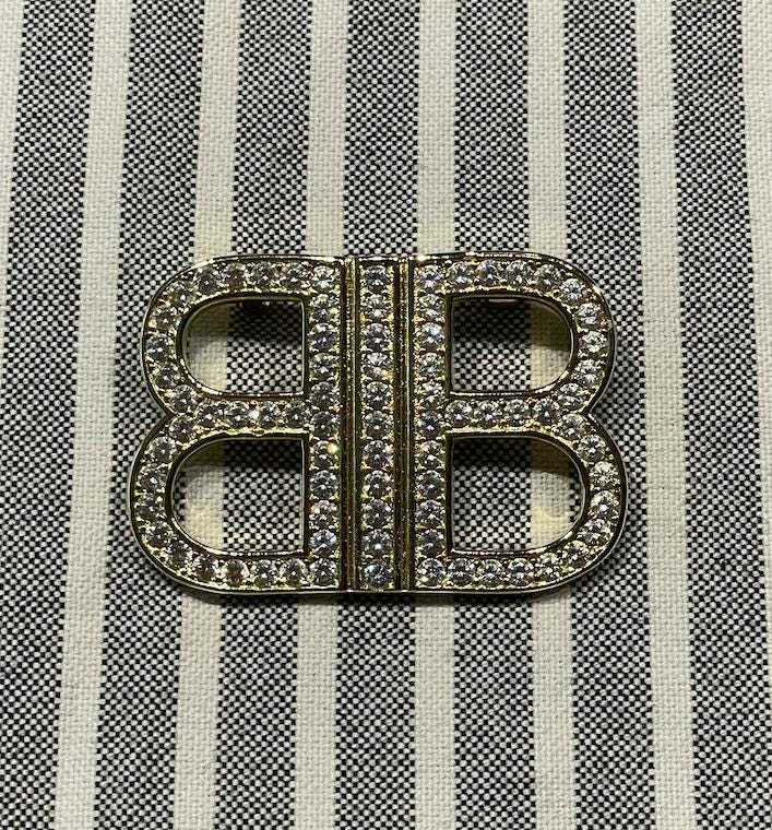 Balenciaga Vintage Rare Gold Brooch With Stones Shell