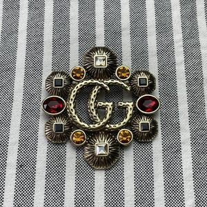 Vintage Gucci Rare Gold Brooch With Zircon Stones Good Condition