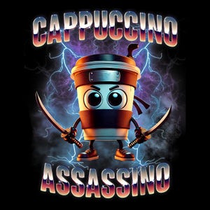 Cappuccino Assassino Brainrot Italian Meme Digital PNG, Bootleg Rap Tee, Italian Brainrot, Weird Funny PNG, Trending Tee.