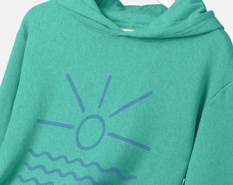 Sudadera con capucha con diseño simple de sol y playa