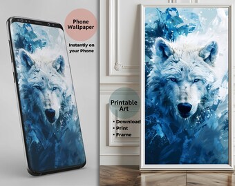 WOLF Wall Art Phone Wallpaper Art Print Wall Decor Digital Prints Living Room Art Gift Home Decor iPhone Background Art For Home Android