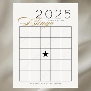 Modèle de carte de bingo pour tableau Vision du nouvel an 2025