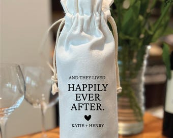 Wedding wine bag, Engagement Gift Card, Wine Wedding Gift, Personalized Gift for couples, Wine Engagement Gift, Happily Ever After WB14
