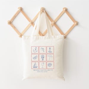 Maine Customizable Bachelorette Party Tote Bag, Lighthouse Tote, Bachelorette Party Welcome Tote, Portland Wedding Welcome Bag