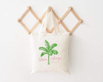 Palm Springs Custom Tote Bag, Palm Springs Bachelorette Party Tote Bag, Gift for Bachelorette, Palm Tree Tote Bag S450