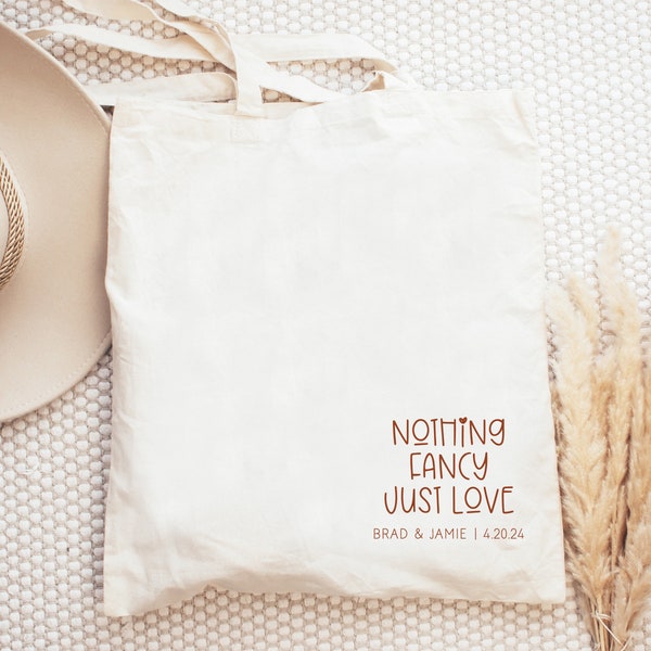 Wedding Welcome Tote Bag, Destination Wedding Welcome Tote, Customizable Wedding Welcome Tote, Wedding Favors, Nothing Fancy Just Love Tote