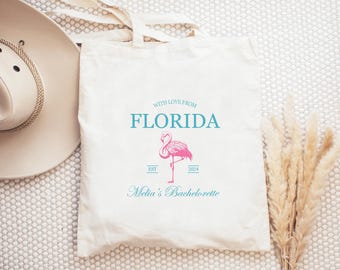 Flamingo Customizable Bachelorette Party Tote Bag, Palm Springs Bachelorette Party Tote Bag, Gift for Bachelorette