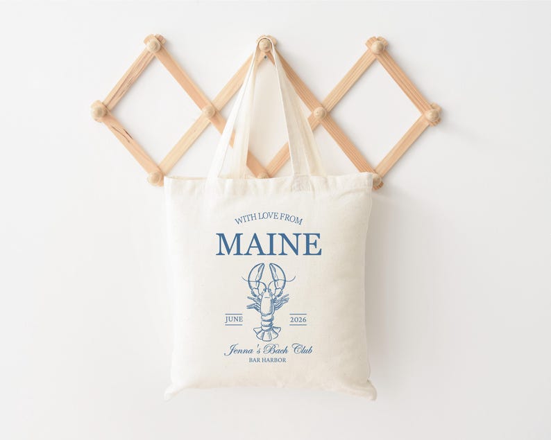 Maine Bachelorette Party Canvas Tote Bag, Lobster Design, S206 image 6