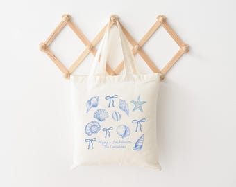 Beach Customizable Bachelorette Party Tote, Bachelorette Welcome Favor Swag Bag, Coquette Tote Bag S169