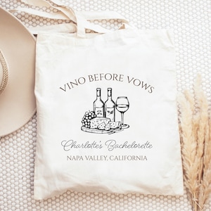 Napa Customizable Bachelorette Party Tote Bag, Hand Drawn Wine Tote Bag, Wine Bachelorette Party Tote Bag, Girls Trip Wine Tote