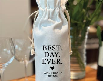 Wedding wine bag, Engagement Gift Card, Wine Wedding Gift, Personalized Gift for couples, Wine Engagement Gift, Best Day Ever WB15