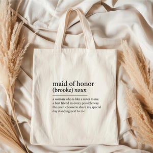 Maid of Honor Custom Tote Bags, Bachelorette Party Gift,  Customizable Name Tote Bag, Personalized Bridal Party Gift Bag
