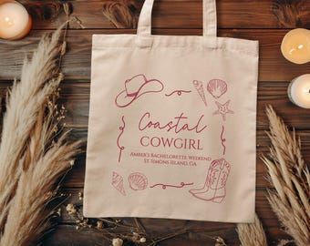 Coastal Cowgirl Tote Bag Favor for Bachelorette Party, Last Rodeo Bachelorette Party Tote, Customizable Cowgirl Bachelorette Tote Bag, S22