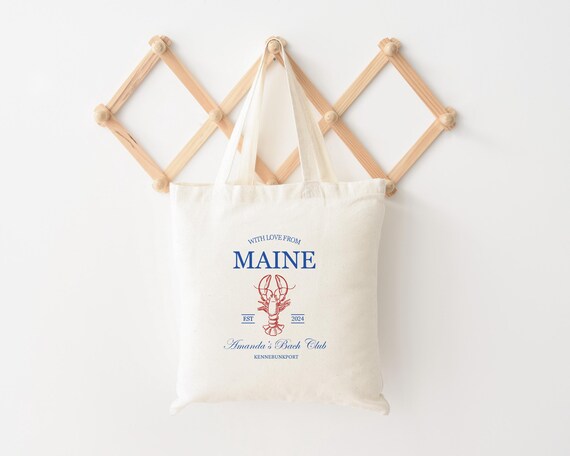 Maine Customizable Bachelorette Party Tote Bag, She found her Lobster Tote, Bachelorette Party Welcome Tote, Bridesmaid Gifts, S206