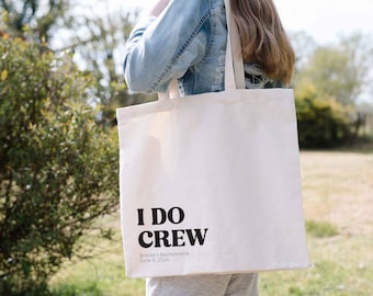 I Do Crew Bachelorette Swag Bag, Customizable Bachelorette Party Tote Bag, Minimalist Tote Bag, Bachelorette Welcome Favor Gift Bag S192