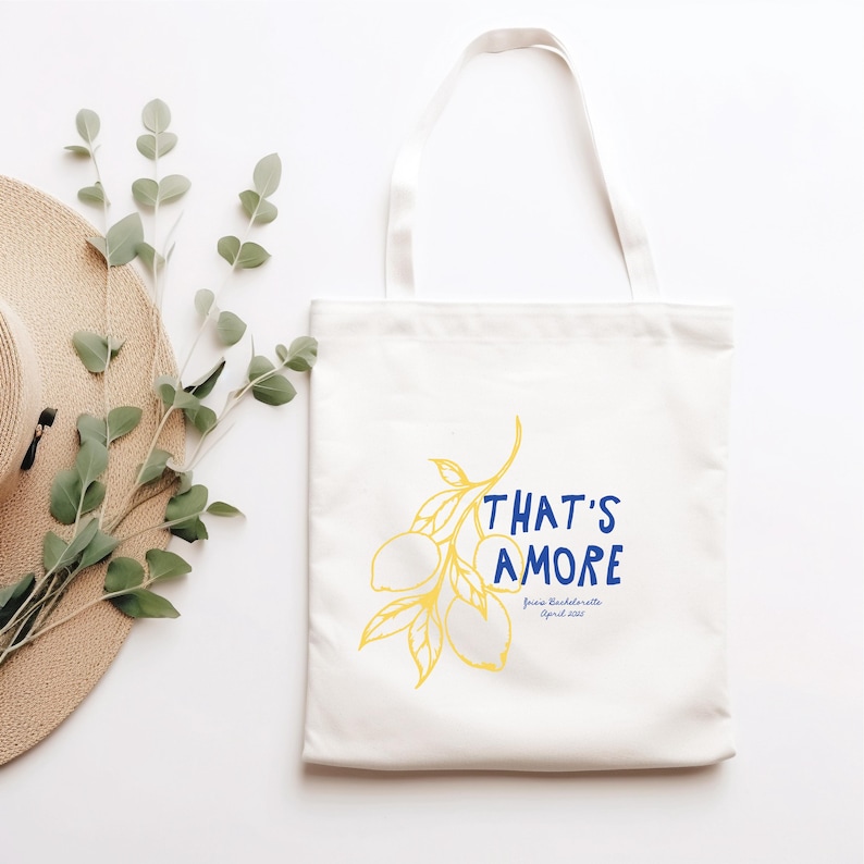 That's Amore Customizable Bachelorette Party Tote Bag, Lemon Tote Bag, Italy Tote Bag, Amalfi Coast Tote Bag image 2