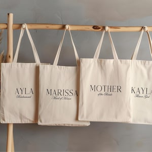 Wedding Party Tote Bags, Mother of the Bride Custom Tote Bags, Customizable Name Tote Bag, Personalized Bridal Party Gift Bag s320