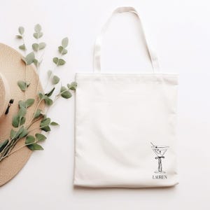 Martini Tote for Bachelorette Party Tote Dirty Thirty Party Favor Bag Martini Gift for Bridesmaids Name Tote, 30th Birthday Tote Bag, S272