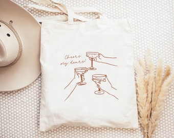 Cheers my Dears Champagne Toast Customizable Tote Bag, Bachelorette Party Favor Bag, Bridesmaid Gifts, Bachelorette Tote, Wedding Tote