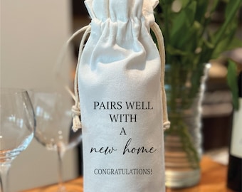 Housewarming Gift, Wine Bag, New Home Owner Gift, Realtor Gift to Clients, New House Gift, Wine Gift Bag, house closing gift NH1