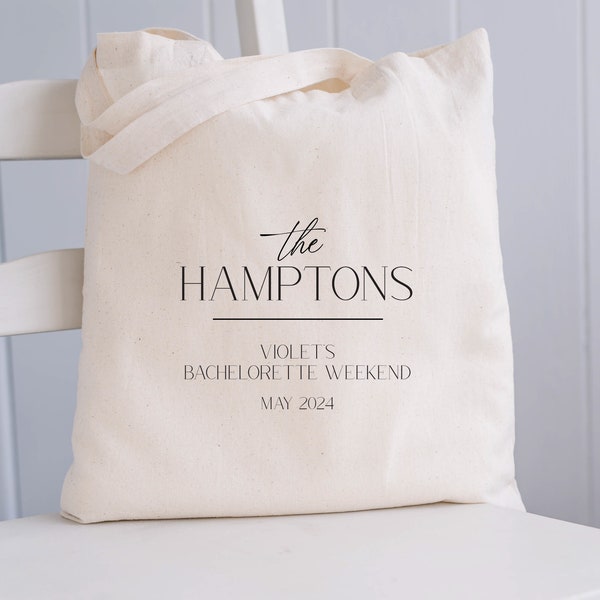 Customizable Bachelorette Party Tote Bag, Minimalist Hamptons Tote Bag, Custom Tote Bag, Hamptons Bachelorette S13