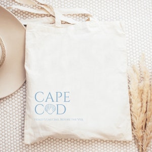Cape Cod Customizable Bachelorette Party Tote Bag, Last Sail Before the Veil Tote, Bachelorette Party Welcome Tote, Bridesmaid Gifts, S157