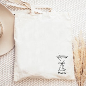 Coquette Martini Tote for Bachelorette Party Tote Dirty Thirty Party Favor Bag Martini Gift for Bridesmaids Name Tote