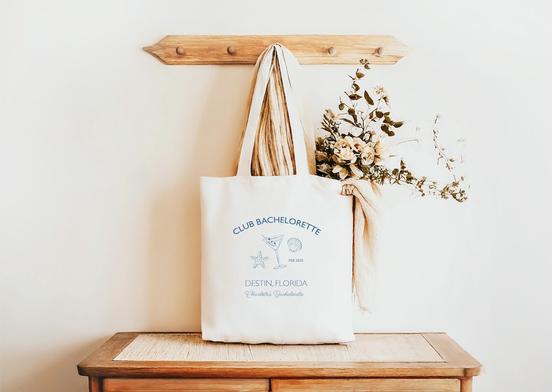 Destin Customizable Bachelorette Party Tote Bag, Beach Bachelorette ...