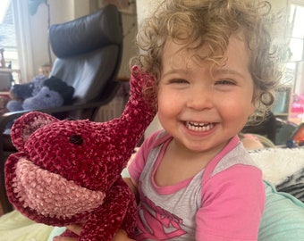 Emma the Elephant is a beautiful, soft, cuddly animal your child will fall in love with! She can be made in two colors of your choice!