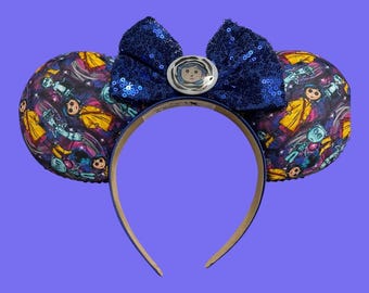 Disney Inspired Coraline custom fabric Mouse ears!