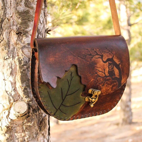 Bags for women, leather handmade bags, special bags, Original Leather Bags with Leaf Pattern