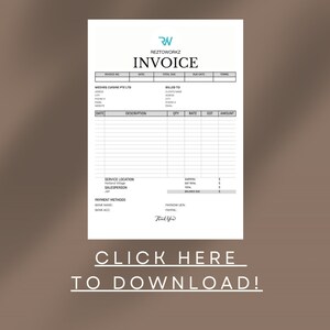 Digital Minimalist Invoice Template CANVA Editable zdjęcie 7