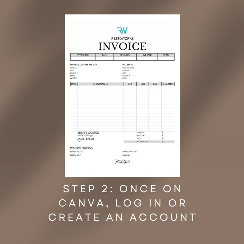 Digital Minimalist Invoice Template CANVA Editable image 4