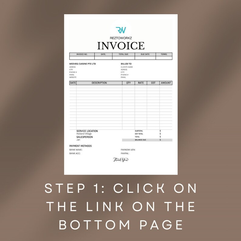 Digital Minimalist Invoice Template CANVA Editable zdjęcie 3