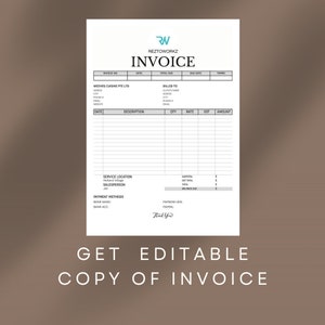 Digital Minimalist Invoice Template CANVA Editable zdjęcie 2