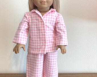 18 inch doll pink gingham pajamas