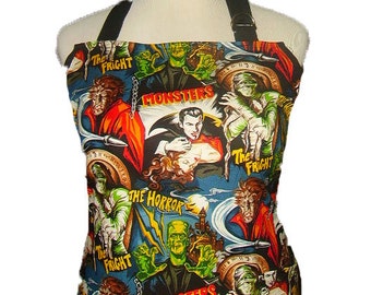 Horror movie apron Frankenstein mummy fright night unisex apron