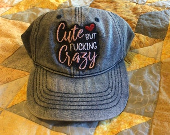 Denim hat Adult Cute Crazy Hat Adult Humor Birthday Gift tattered  embroidery