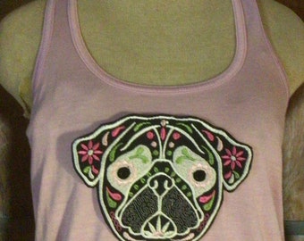 Large Patch Pug Patch Calverla Pug tshirt embroidered pretty dog patch