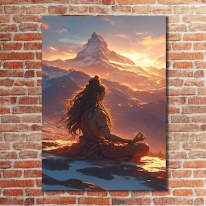 Shiva Wall Art, Hinduism Canvas Hanging, Lord Shiva Wall Art, Hindu Decor, Lord Shiva Painting, Zen Room Decoration, Spiritual Home Decor