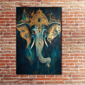 God Ganesha Canvas Art, Hinduism Painting, Lord Shiva Wall Art, Yoga Gift, Hindu God Decor, Religious Art Gift, Meditation Wall Art