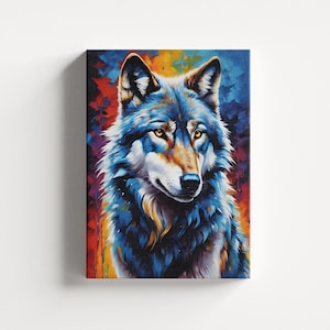 Wolf Canvas Wall Art, Wolf Lover Gift, Colorful Wolf Print, Wolf Canvas Painting, Wildlife Wall Decor, Unique Wolf Art, Animals Wall Art