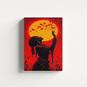 African Wall Art, African Woman Canvas, Black Woman Print, Woman Home Decor, African Themed Art, Living Room Wall Art, Modern Wall Decor