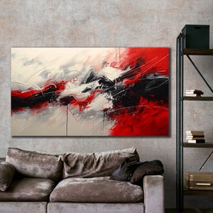 Red and White Abstract Wall Art, Canvas Print, High Quality Living Room Canvas, Free Shipping, Art Pieces, Unique Wall Art