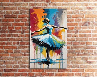 Ballerina Canvas Print, Colorful Dancer Wall Decor