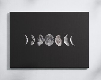 Moon Phases Canvas Print, Lunar Wall Art, Housewarming Gift